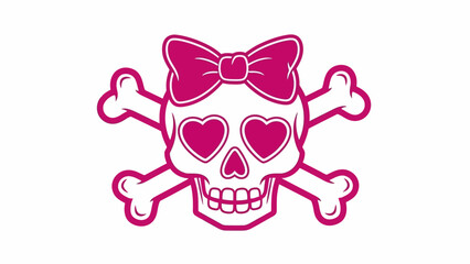 Illustration of a skull with crossbones and bow, symbolizing rebellion and mortality