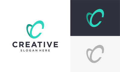 Fototapeta premium Creative logo template design with stylized letter C, showcasing various color options and layouts for branding purposes, including 1196.eps file reference
