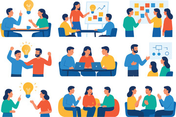 set of business people