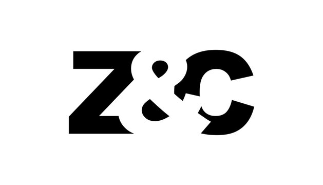 ZC logo design in bold style. Black white identity symbol. Modern typography emblem. Corporate branding icon.