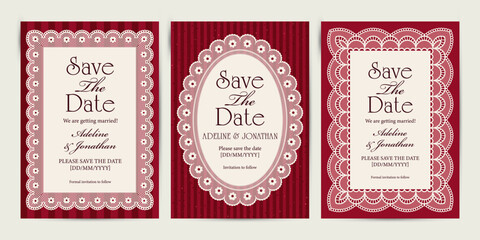 Elegant Save the Date Wedding Card or Invitation. Lace Border Vector illustration. © Ольга Гладій