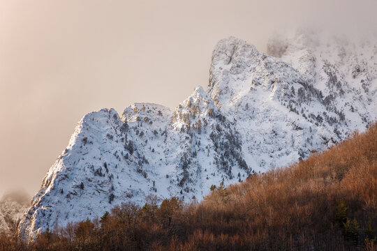 The peaks of the Sierra de Alano mountain range, in the province of Huesca, Spain