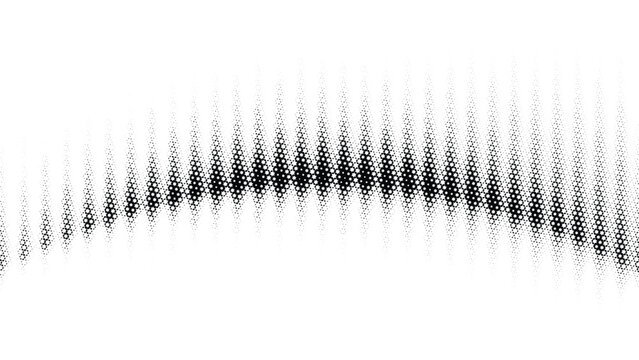 Abstract halftone pattern with rising wave of dots and circles