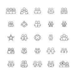 Friendship line art Vector Icon set