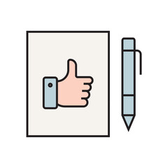 Clean flat outline icon set featuring thumbs up and &ldquo;like&rdquo; symbols in various contexts such as users, social media, web, notifications, settings, approval, rating, and feedback. Perfect for UI, UX.