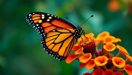 Obraz premium Close-up of vibrant monarch butterfly on flower, monarch butterfly, fauna