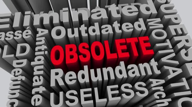 Obsolete Words Text Outdated Old Useless Displaced 3d Animation
