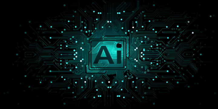Artificial intelligence concept with a circuit board and adobe ai logo