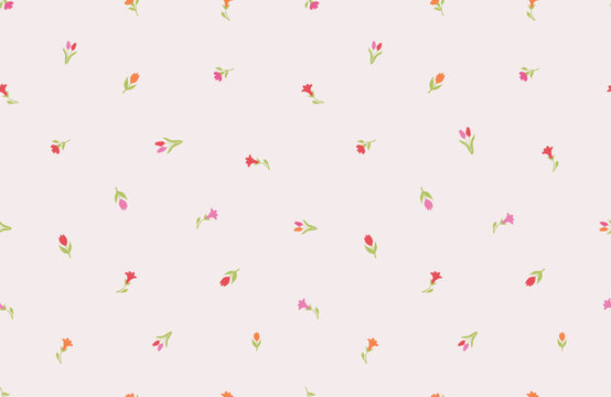 Hand drawn Flower pattern, new born baby dress pink. cottagecore ditsy tile print, floral seamless pattern, background. Small cute flower, purple color, design for fashion, texture, fabric, wallpaper