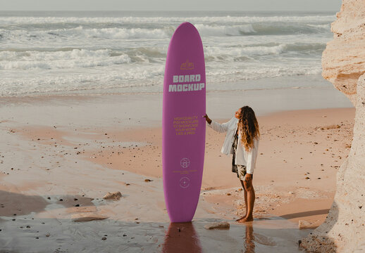 Standing Surfboard Mockup