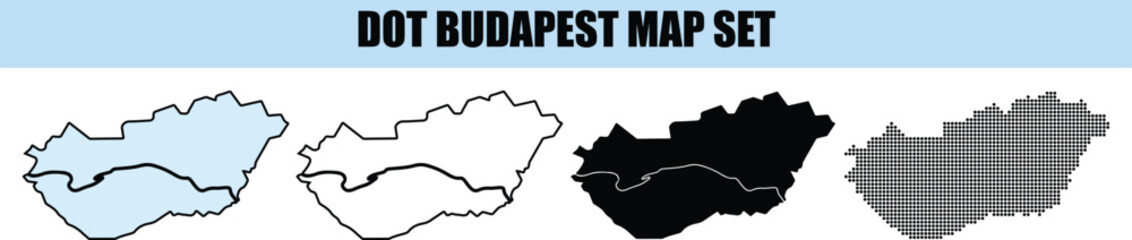 Budapest Map Set with Dots background