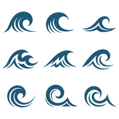 Fototapeta premium Stylized ocean wave vector set