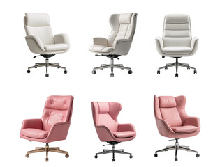 Office leather chair isolated on transparent background