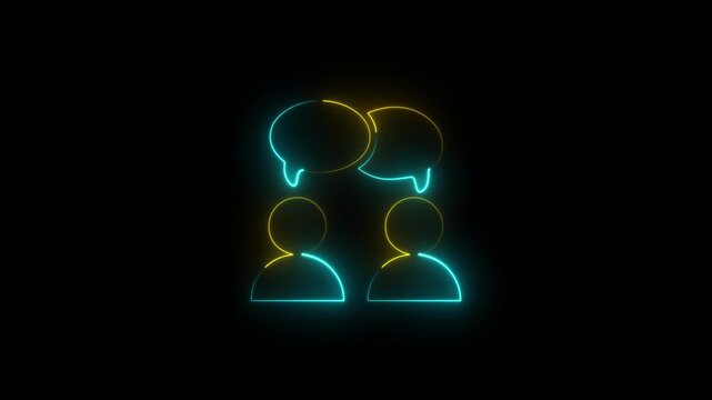 glowing Discussion, dispute icon. Line, glyph and filled outline colorful version, Forum chat outline and filled vector sign. Symbol, logo illustration, modern communication icon set