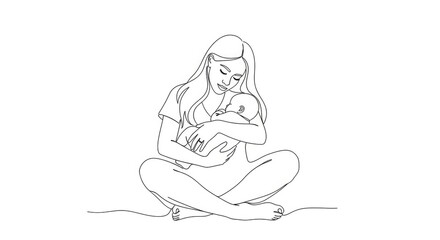Obraz premium Heartwarming mother's day illustration of a mother and child embrace