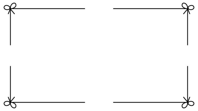 Black string line frame border animation with smooth motion tying knot on white background and green screen. 4K animated string line for frame border, placeholders, motion graphics, and video editing.