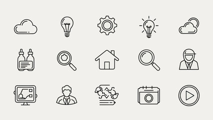 Fototapeta premium Set of line icons for business, technology, and innovation concepts