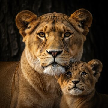 Mother's day tribute lioness and cub embodying maternal love in the wild