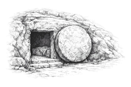 Empty Tomb of Jesus Resurrection Sketch
