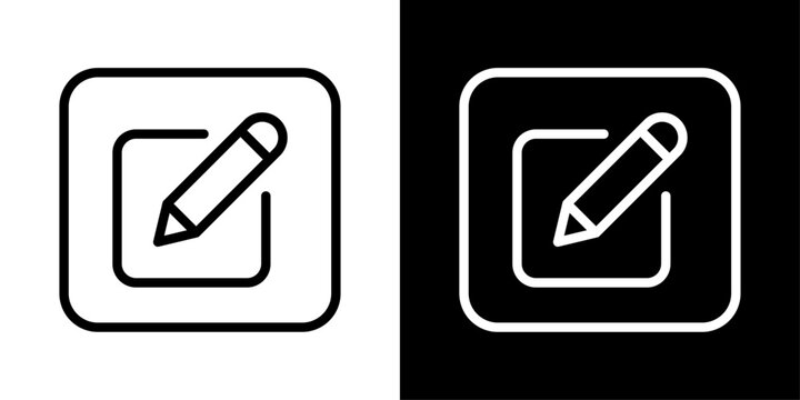 Minimal edit icon showing a pencil inside a rounded square, representing edit, modify, write, update and content management actions for UI and UX design.