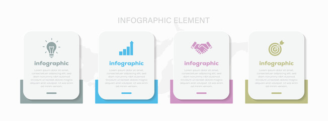 Presentation business infographic template. concept with 4 options. Unique design template with place for your data. Vector illustration.
