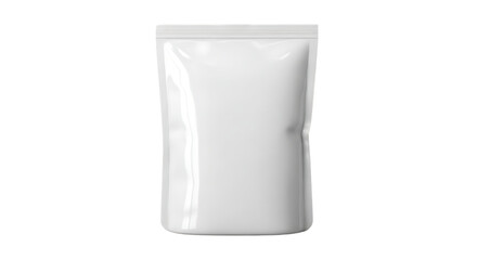 Empty Glossy White Stand-Up Pouch Packaging with Resealable Zipper Isolated