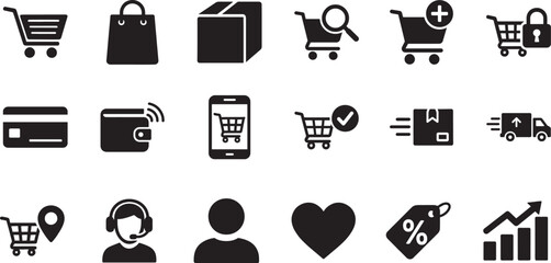 Minimal outline e-commerce icon set, perfect for online shopping, digital store, and business design. © MDSHAHIN