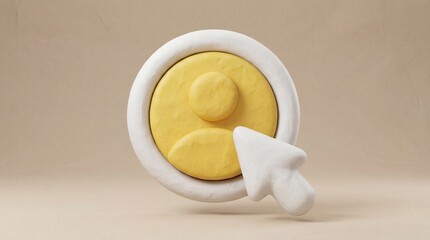 3d, user, profile, icon, clay, avatar, cursor, click, login, button, plasticine, account, yellow, symbol, web, interface, sign, up, render, handmade, texture, cartoon, cute, person, member, digital.