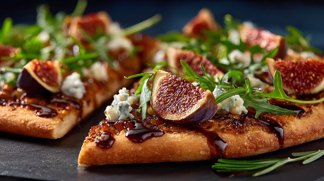 flatbread pizza topped with figs, arugula, and cheese for Valentines Day
