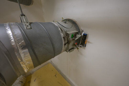 Safety fire dampers on ventilation ducting.