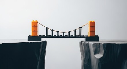 Creative Lego Bridge Spanning a Gap on a White Background.