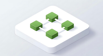 Obraz premium Green cubes connected on white platform Ai Generated