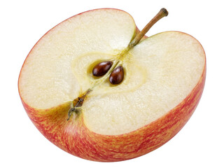 Halved Red Apple Cross Section with Seeds and Core Structure