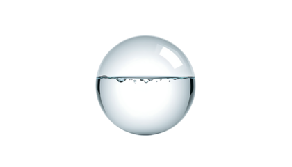 A water conservation symbol featuring a sphere with water inside on transparent background : Elements for World Water Day promotion