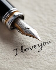 Fototapeta premium Close-up of a fountain pen writing 
