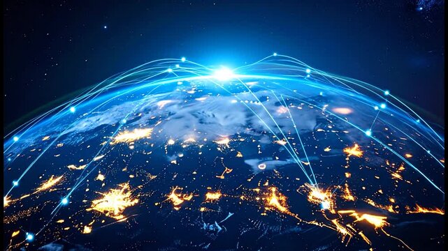 Global network connectivity and communication technology illustration.