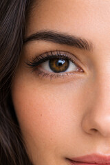 Fototapeta premium Close Up of Woman Eye with Natural Makeup and Healthy Skin