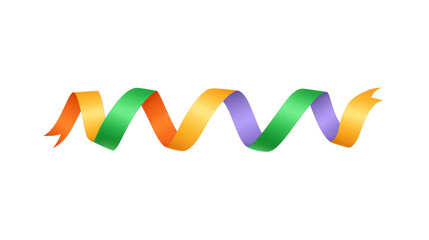 Colorful ribbon wave with orange green yellow and purple gradient isolated on transparent background abstract design smooth curve modern creative dynamic cheerful