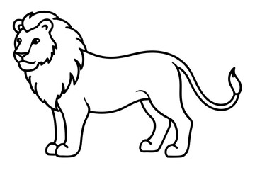 Obraz premium lion line art white background illustration