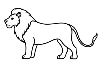 Obraz premium lion line art white background illustration