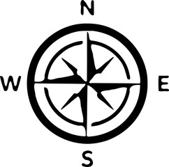 Obraz premium A minimalist black compass icon on transparent background
