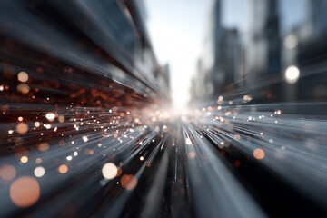 Fototapeta premium A blurry cityscape with a bright light shining through the center