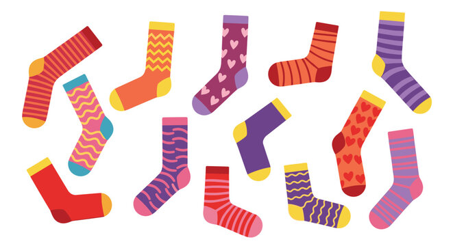 Colorful Cartoon Socks Clipart Set