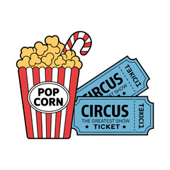 Colorful Circus Tickets and Popcorn for Fun Event