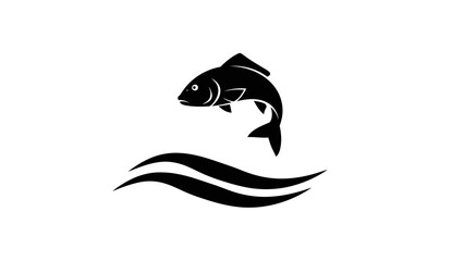Obraz premium Black silhouette of a jumping fish.