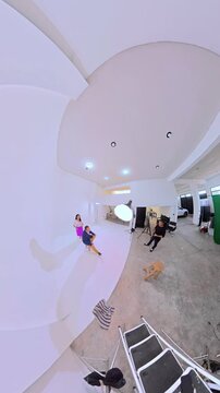 Professional photoshoot in a white cyclorama studio