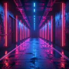 Neon-Lit Tunnel - A Cyberpunk Vision of the Future.