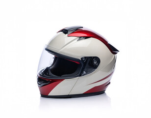 Fototapeta premium Retro Inspired Performance Headgear with White Body and Red Racing DetailingRetro Inspired Performance Headgear with White Body and Red Racing Detailing