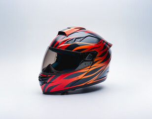 Fototapeta premium Aggressive Flow Headgear with Red and Black Racing Patterns and Power Presence