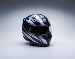 Fototapeta premium Performance Oriented Headgear with Blue and White Geometry and Precision Racing Lines